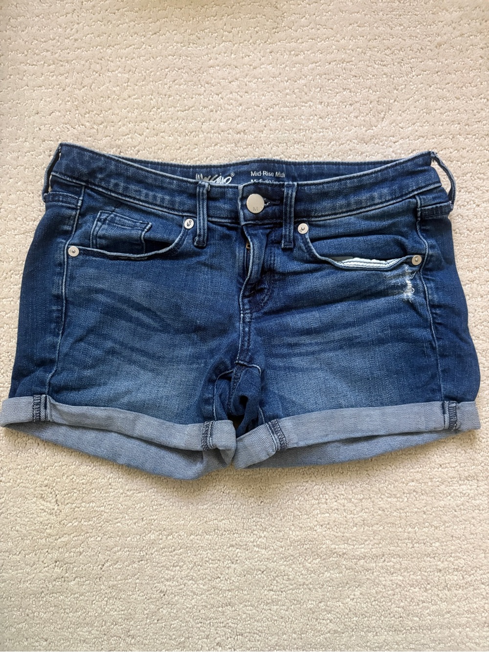 Mossimo Supply Co. Dark Blue Rolled Hem Denim Shorts